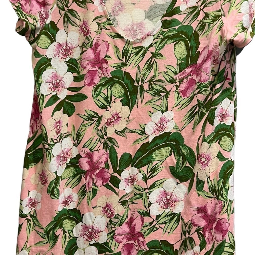 JJill Petite Small Pink and Green Floral Dress with Pockets